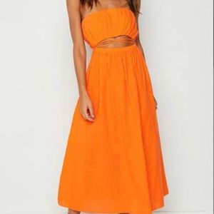 NWT Beginning Boutique Orange Soho Midi Dress - Size Small